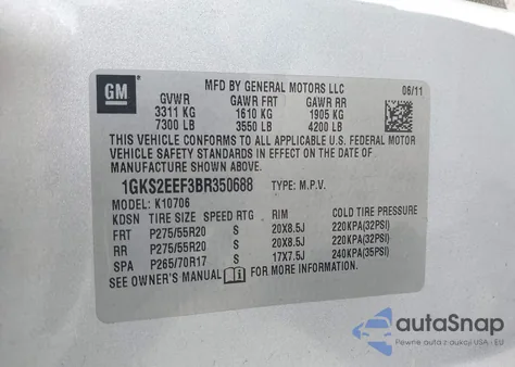 2011 GMC Yukon Denali z USA, uszkodzony, nr VIN 1GKS2EEF3BR350688